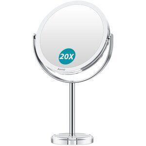 Double Sided Magnifying Makeup Mirror, 20X / 1X Magnification Freestanding